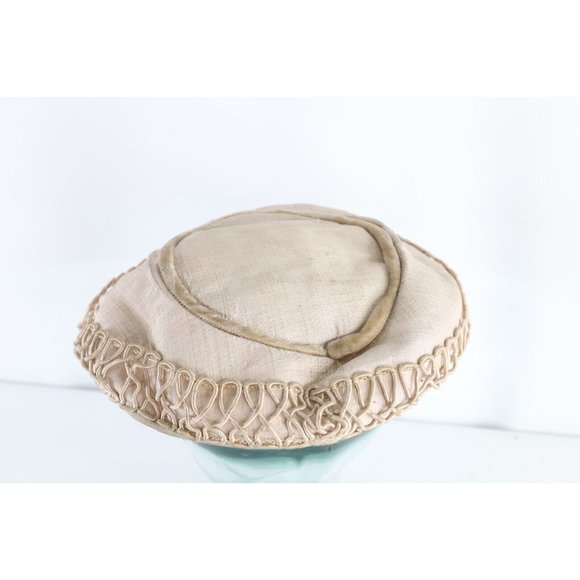 Vintage Antique Early 1900s Distressed Fabric Chinese Hat Cap Beige Womens main image 5